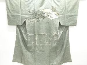 アンティーク　茶道具に風景模様男物長襦袢